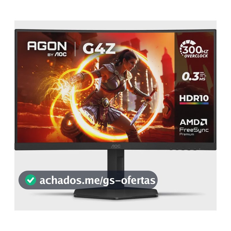Monitor Gamer Curvo AOC AGON G4Z 27" 300Hz 0,3ms HDR10 Base Ajustável C27G4Z/P Preto