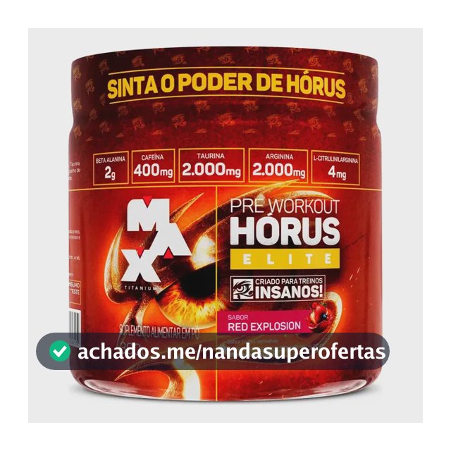 Hórus Elite 390g Pré Treino Max Titanium Pre Workout Frutas Vermelhas