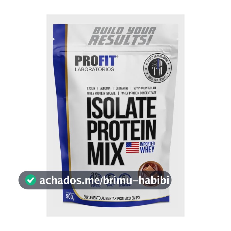 Isolate Protein Mix Whey Isolado Bcaa Glutamina Profit Labs Chocolate Ao Leite 900g
