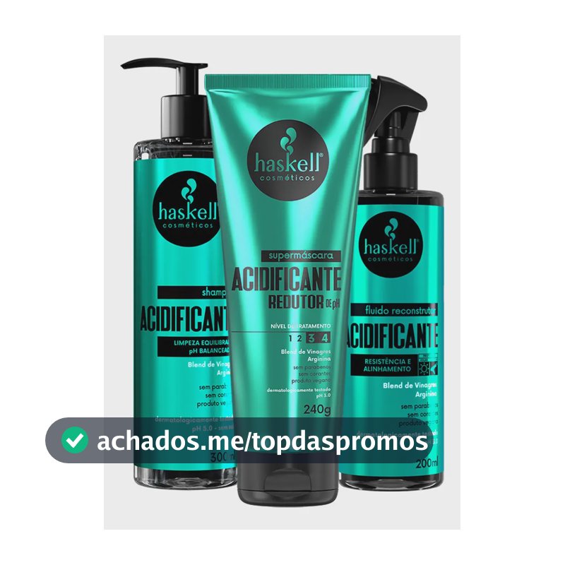 Kit Haskell Acidificante Sh 300ml Másc 240gr E Fluido 200ml