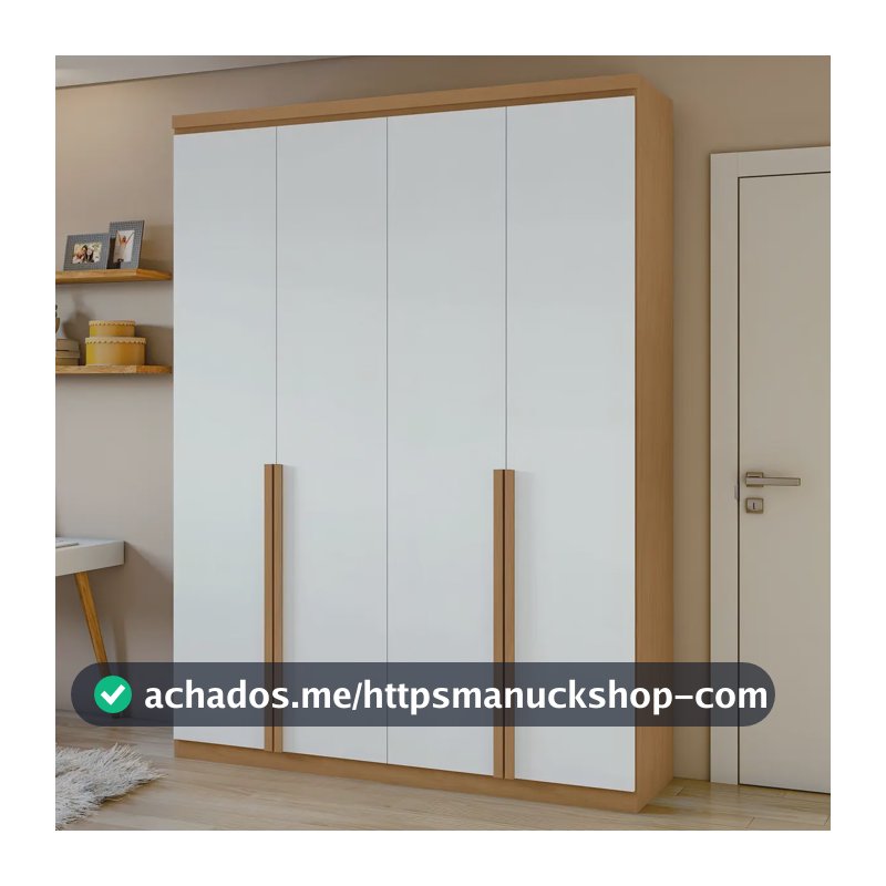 Guarda-Roupa Solteiro 4 Portas 2 Gavetas MDF Móveis Lopas Moderno