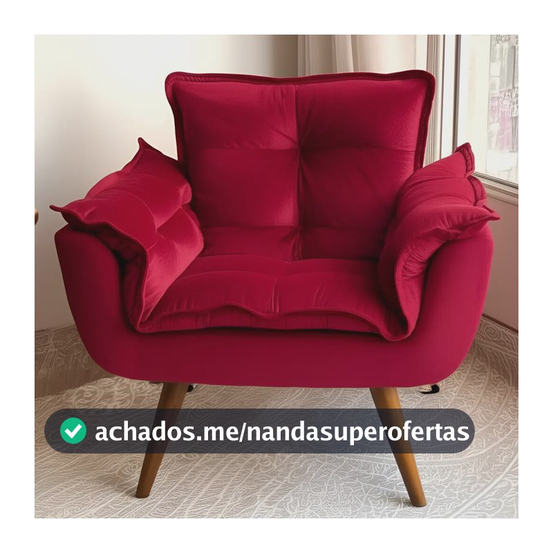 Poltrona Decorativa Opala Para Sala Confortável Arapongas Cor Vermelho