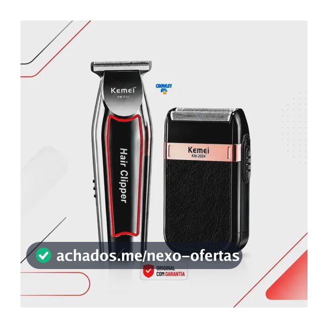Kit Máquina Acabamento Kemei Km-032 E Shaver Km-2024 Bivolt Prateado 127/220v