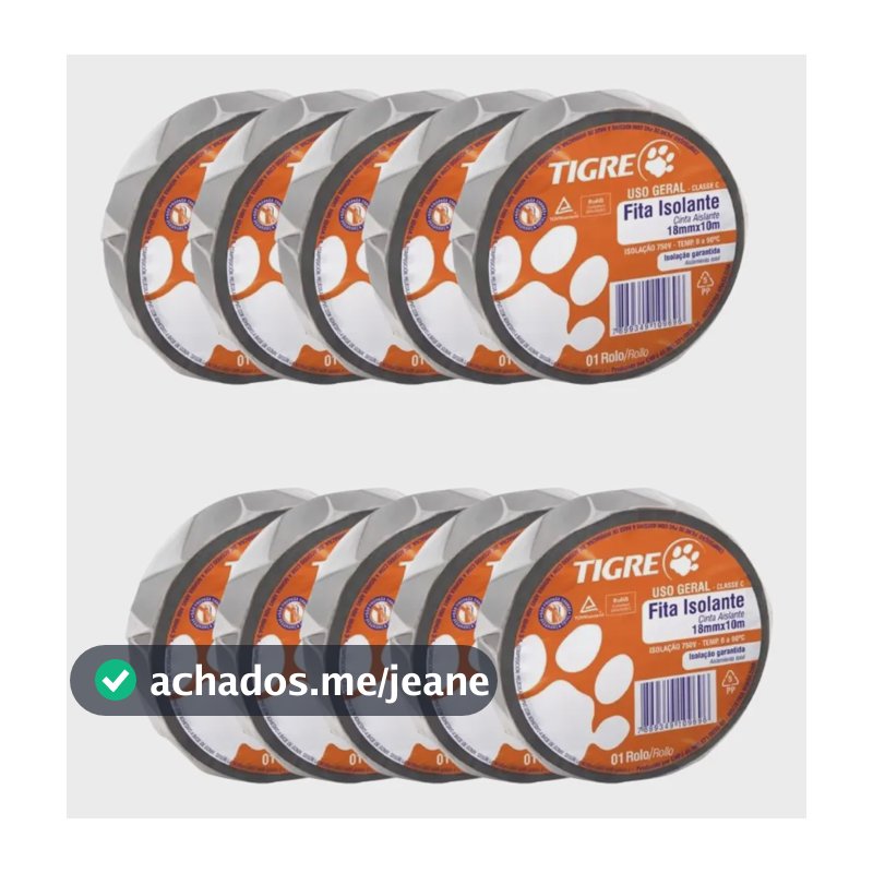 Kit Com 10 Fita Isolante Uso Geral 18mm X 10mt Tigre
