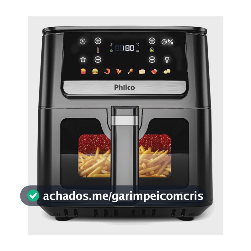 Air Fryer Philco 6,5L Visor Glass e Redstone 1700W PAF65A