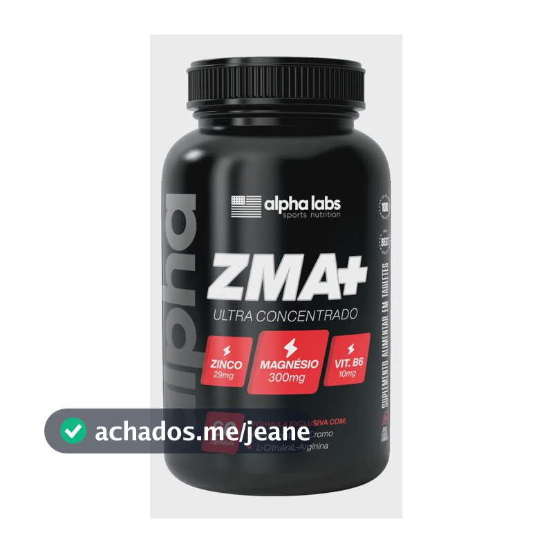 ZMA Alpha Labs Zinco Magnésio Vitamina B6 Sem Sabor 76g Suplemento Alimentar em Tabletes 60 Unidades com Minerais e Vitamina B6 para Rotina Diária Academia Treino e Atividade Física Uso Adulto Esporte