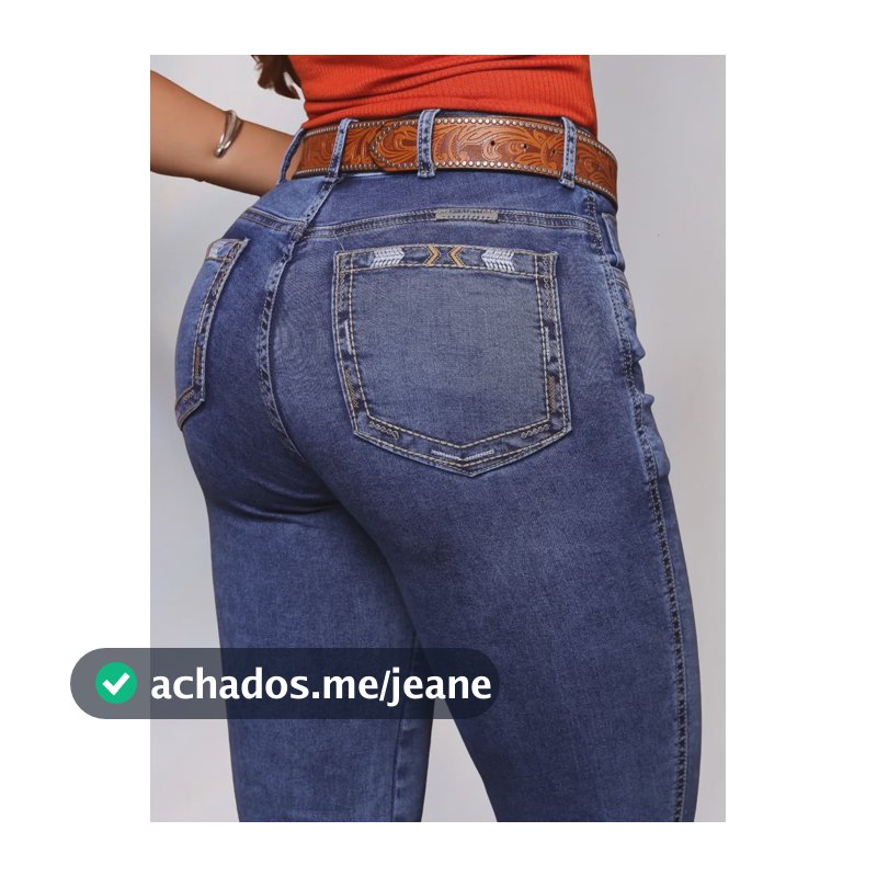 Calça Jeans Feminina Country Bordada Confortável Rodeio Azul Liso 40