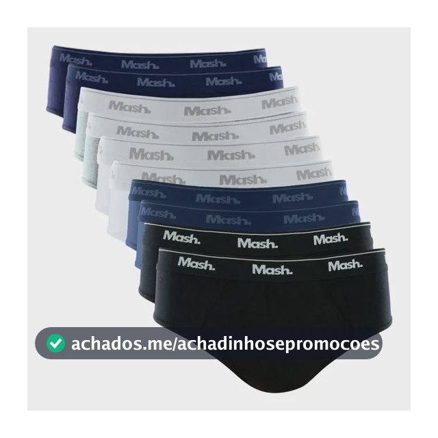 Kit 10 Cuecas Mash Masculino Slip Algodão Cotton Original