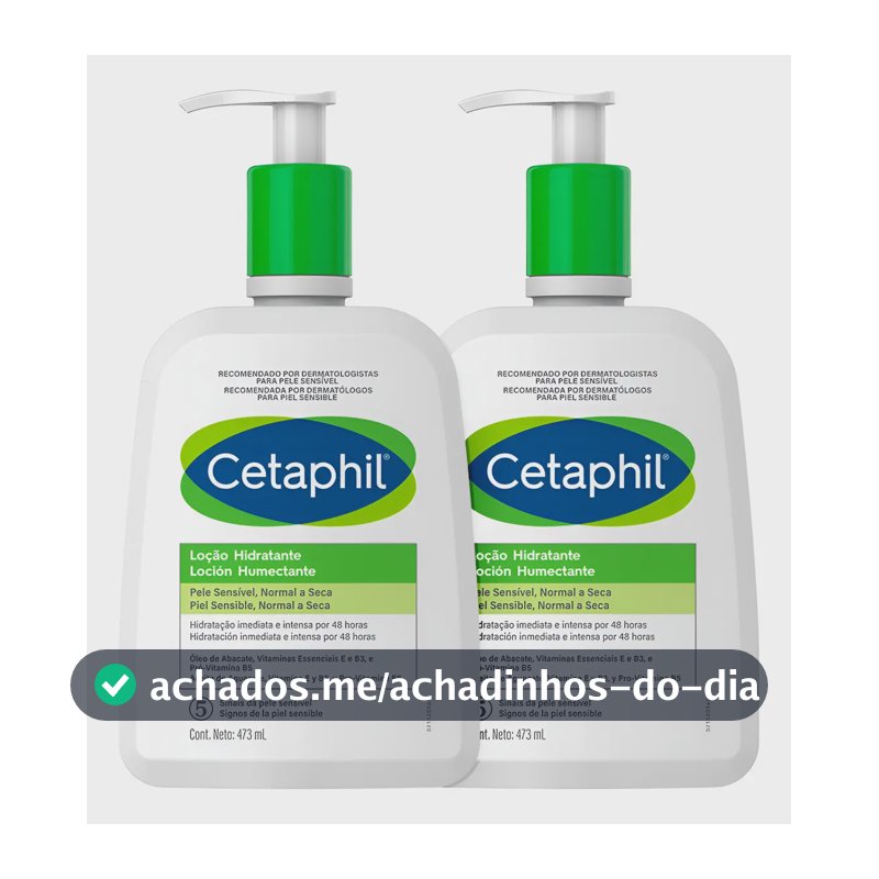 Emulsão Cetaphil Kit Cetaphil Loção Hidratante Corporal e Facial en dispensador 473mL neutra - kit x 2 unidades