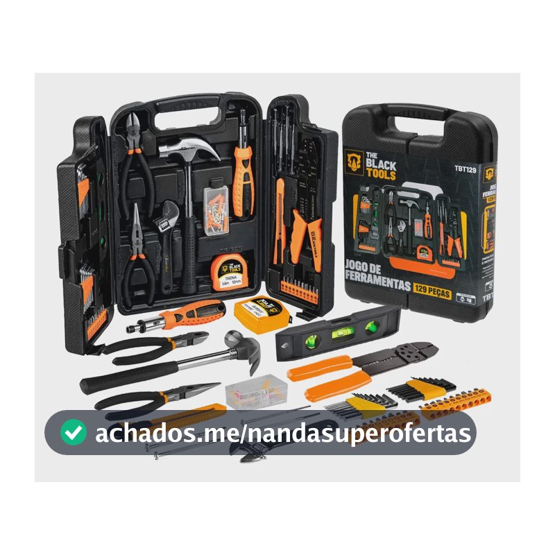 Jogo Kit Caixa Ferramentas 129 Pçs Estojo Plastico Maleta Preto
