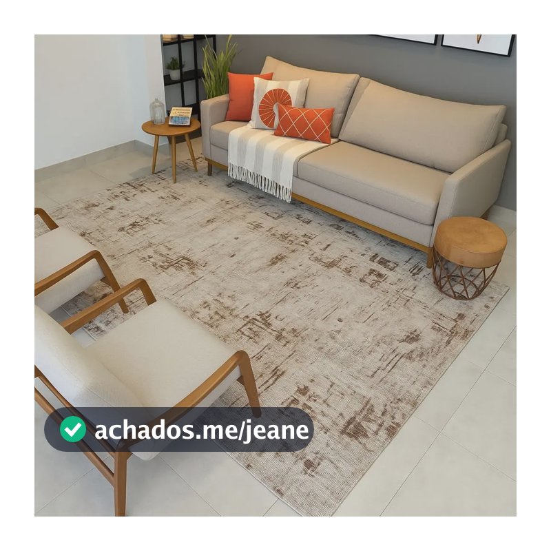 Tapete 3,00x2,00 Moderno Antiderrapante Sala + Brinde 3 M 2 M Bege E Marrom