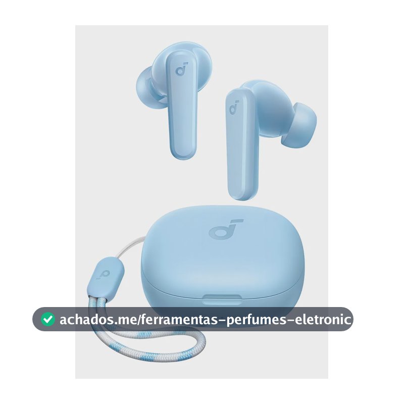 Fone De Ouvido Soundcore by Anker P20i Graves Poderosos e Impactantes Bluetooth 5.3 30H de Reprodução Resistência à Água 2 Mics IA para Chamadas Claras Personalização de Som via App Cor Azul-claro