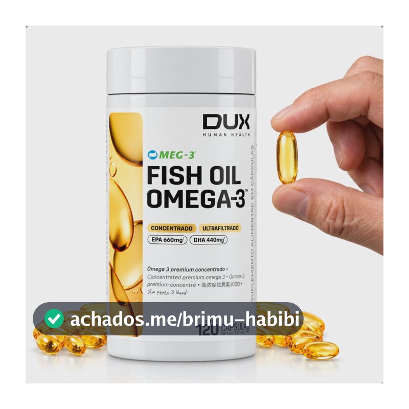 Fish Oil Omega 3 Dux Concentrado 120 Caps Bom Para Memória Sem Sabor