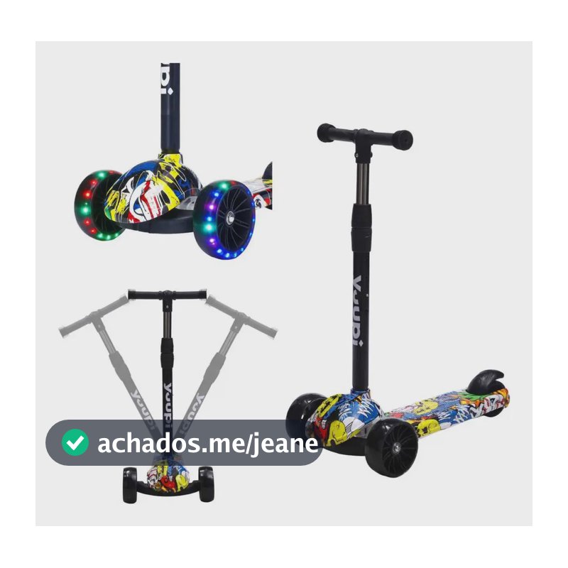 Patinete Infantil Com Rodas Flash Preto Yuupi