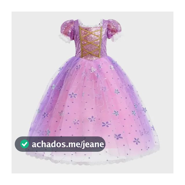 Fantasia Vestido Infantil Menina Rosa Rapunzel  Luxo