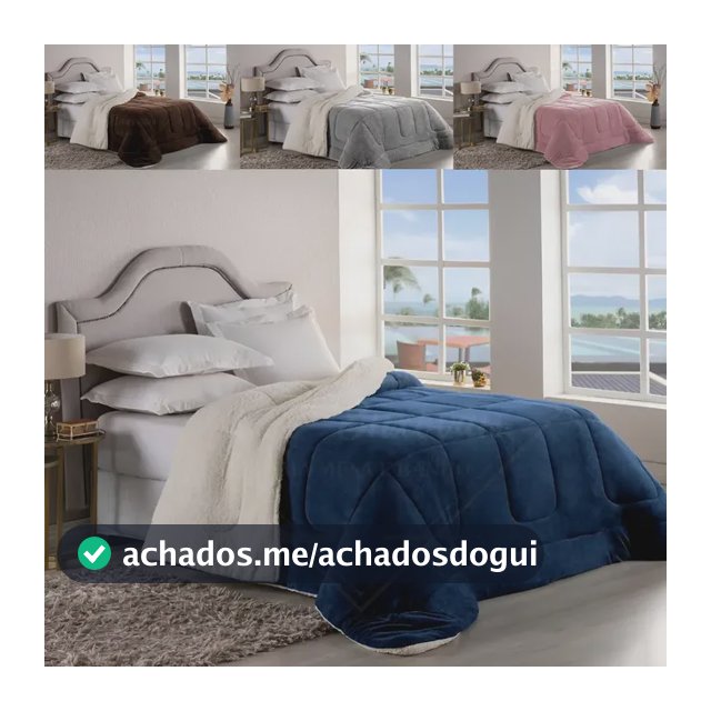 Edredom Sherpa Cobertor E Coberdrom Casal Queen Grosso Pele De Carneiro Dupla Face Azul Marinho Super Quente