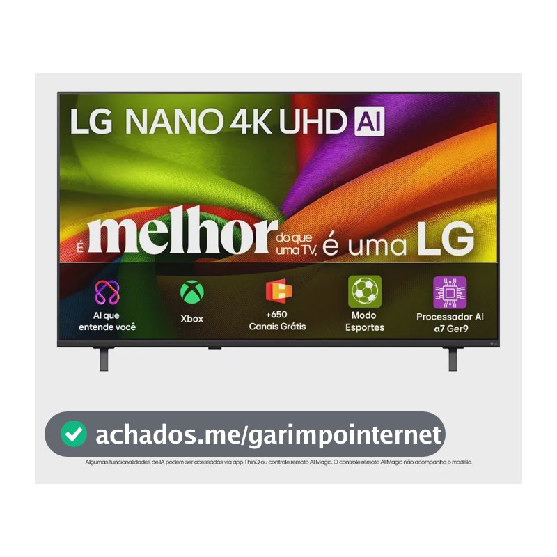 Smart TV 4K 65" LG NANO UHD AI NU850 2026 Processador α7 Ger9 HDR10 Xbox Bluetooth Wi-Fi AI Search Google Gemini webOS 26 - 65NU850BPSA