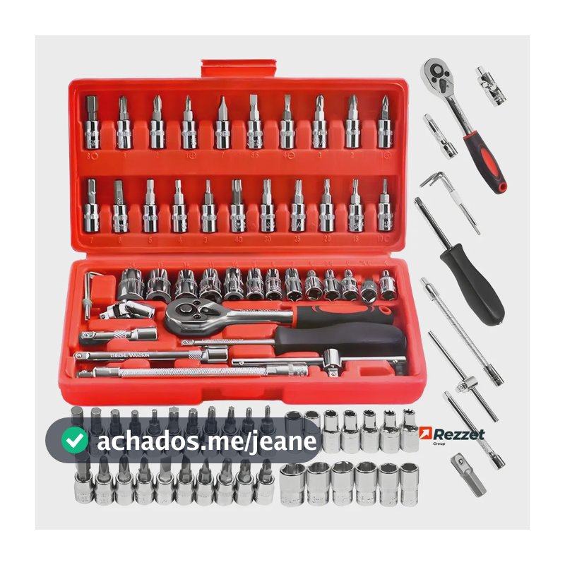 Kit Jogo De Ferramentas Profissional 46 Peças Chave Fenda Vermelho