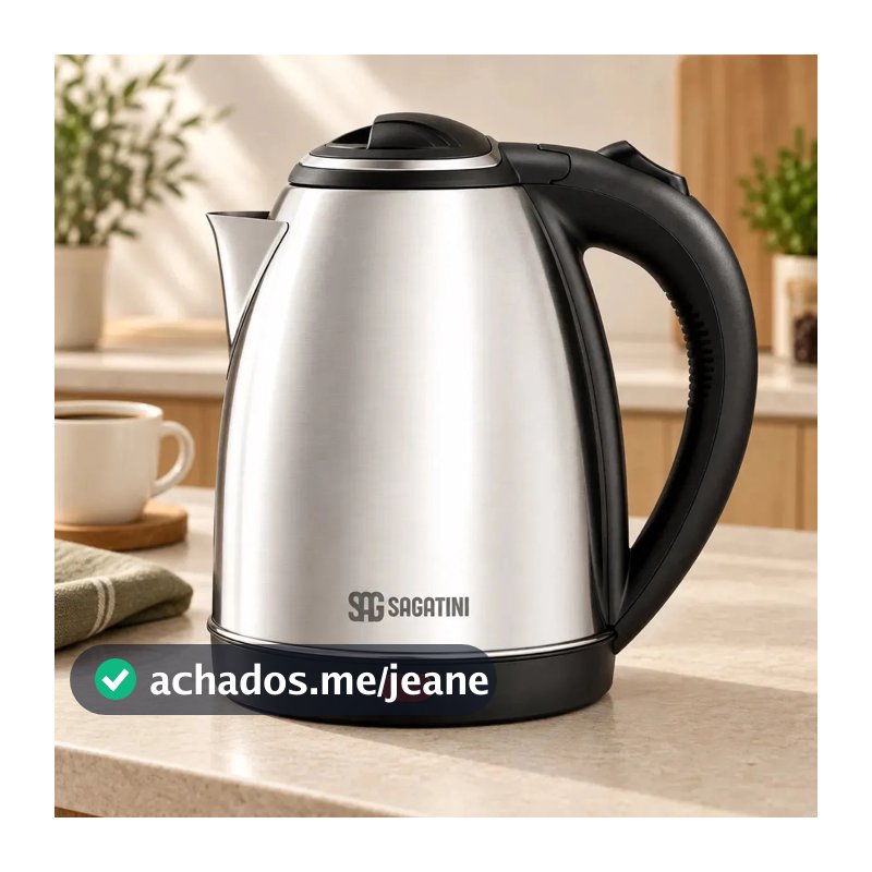 Chaleira Elétrica SAGATINI Inox 2 Litros Desligamento Automático Base Giratória 360° Para Café e Chá