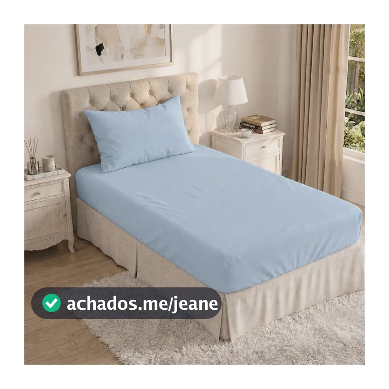 Jogo De Lençol Cama Solteiro Size 2 Peças Box Liso Com Elástico Malha 100% Algodão Cozzilar Toque Macio Hotel Pousada Azul Bebê