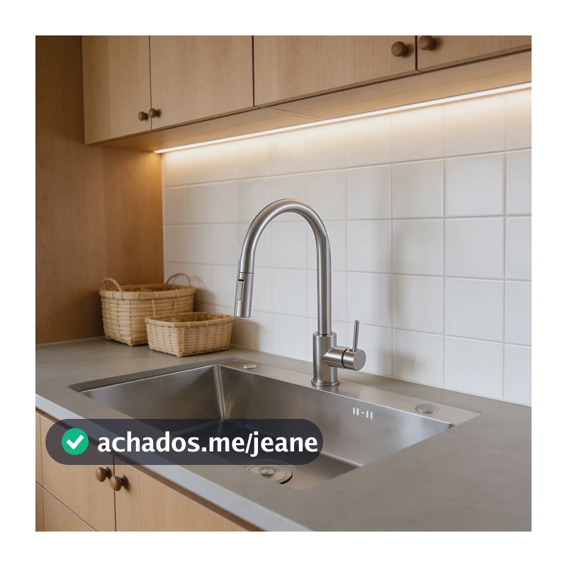 Cuba Gourmet Inox Escovado 60x45cm + Torneira 360° Flexível Prateado
