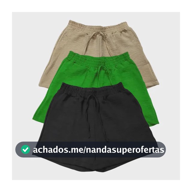 Kit 3 Shorts Feminino Basico Cintura Alta Confortável