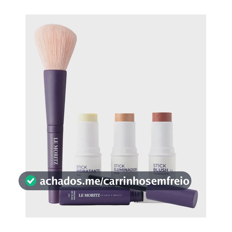 Kit Maquiagem Trio Blush, Iluminador, Hidratante FPS 50 Rímel Le Moritz