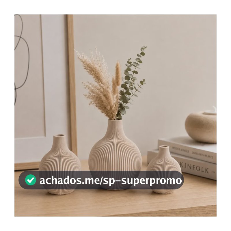 Kit 3 Vasos Decorativos Modernos Redondo Minimalista Difusor Bege