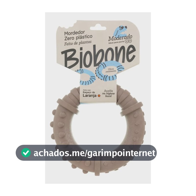 Mordedor Natural Para Cães Pet Argola Biobone Brinquedo Laranja - Mordida Moderada