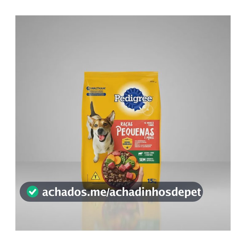 Ração Pedigree Cães Adultos Raças pequenas Sabor Carne e Vegetais de 15kg
