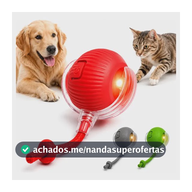 Bola Pet Inteligente Automática Giratória Recarregável Usb Brinquedo Cachorro Cão Gato Cauda Pets - Black Raipe Vermelha