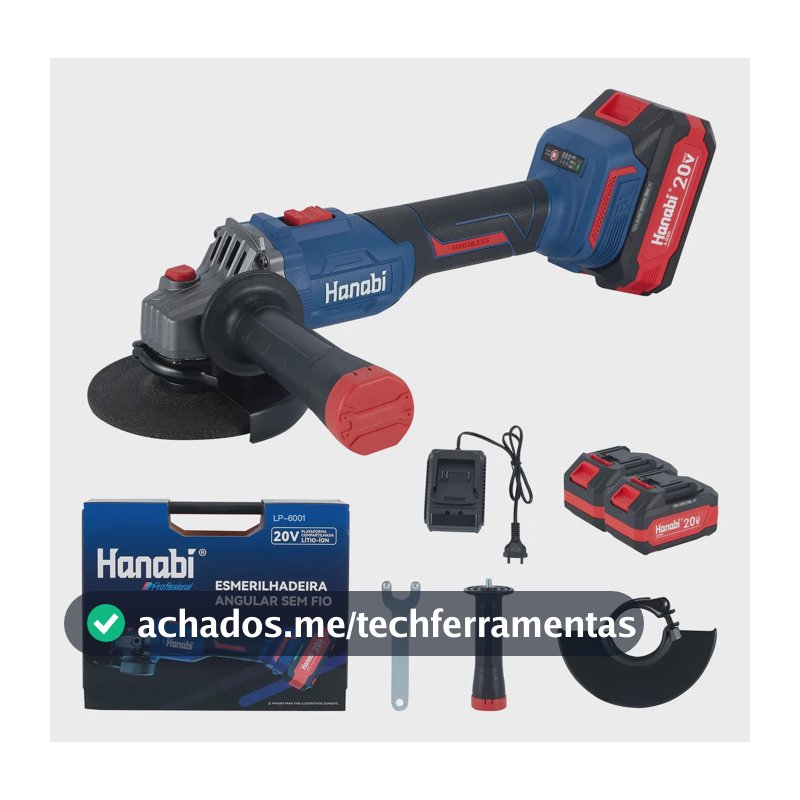 Esmerilhadeira Angular 125mm A Bateria Brushless Hanabi Azul-marinho 127/220v