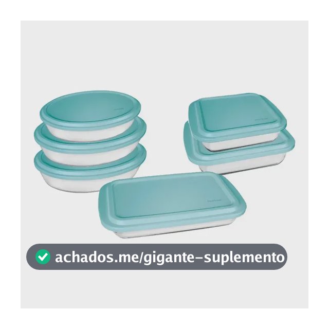 Conjunto Assadeiras 6 Peças De Vidro Com Tampa Verde Marinex