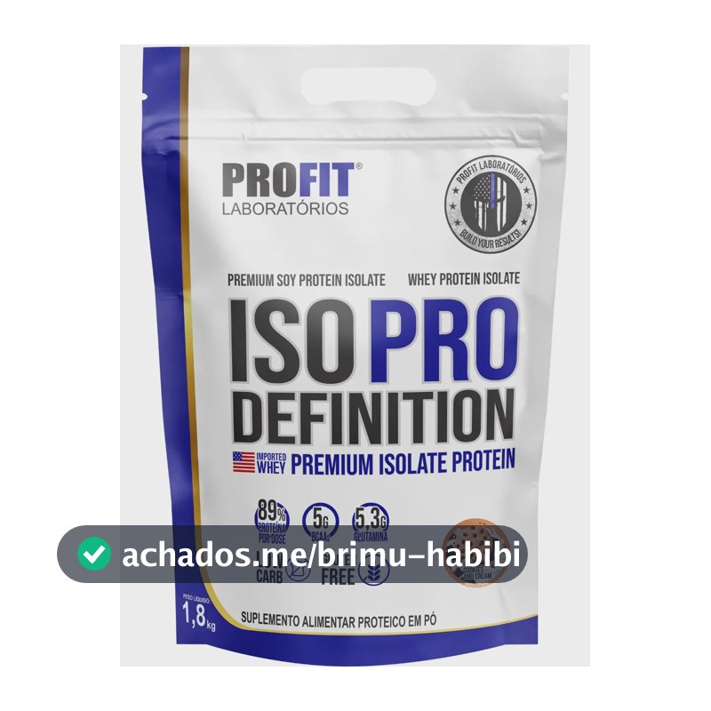 Iso Pro Definition Premium Isolate Protein Profit Refil 1.8kg Sabor Cookies And Cream