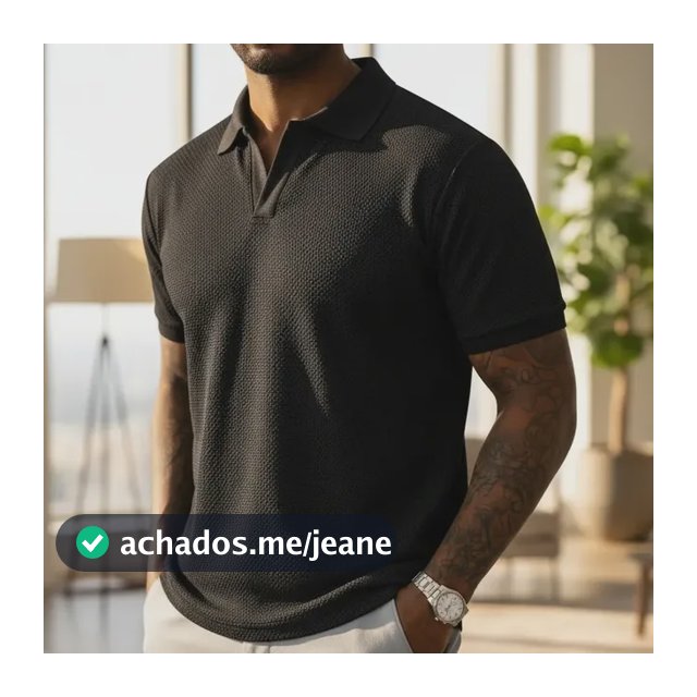 Camiseta Gola Polo Masculina Tricô Premium Preto M