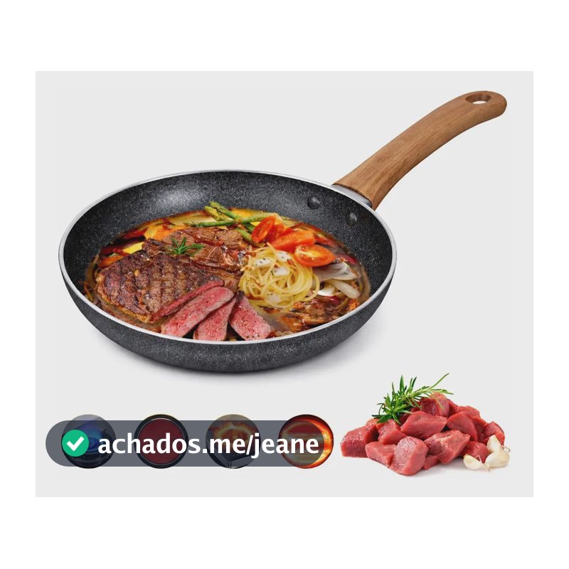 Frigideira Antiaderente 28cm Fogão Fogo Cooktop Gás Preto