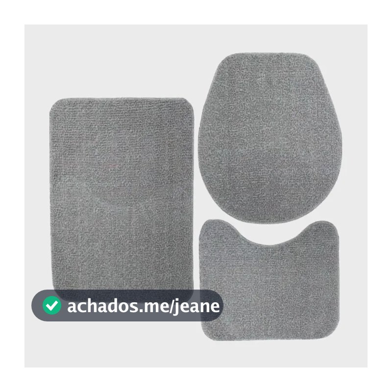 Kit 3 Tapetes Para Banheiro Peça Tapete Jogo Antiderrapante Cor Cinza Grafite
