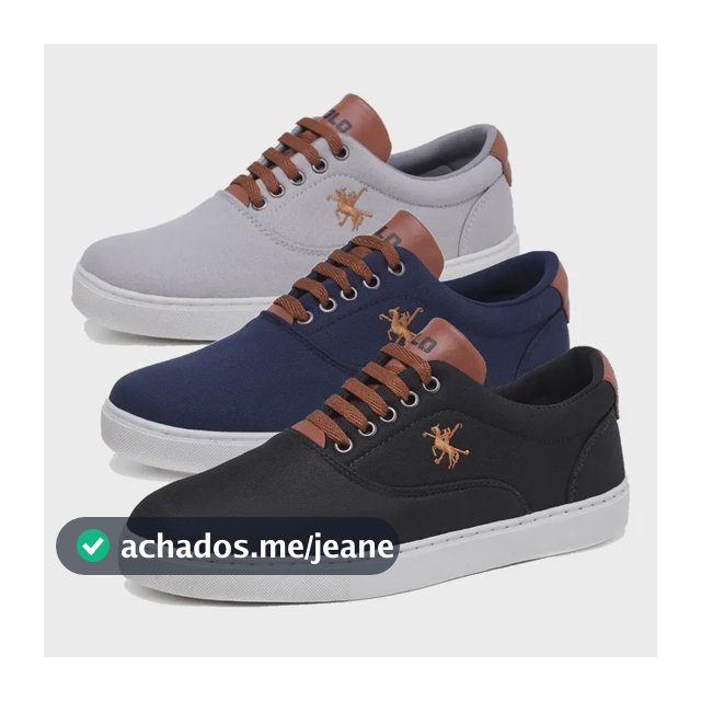 Kit 3 Tênis Masculino Polofran Casual Básico Bordado Confort