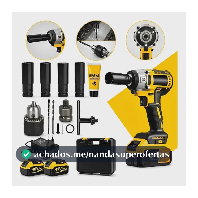 Chave De Impacto Com 2 Baterias Furadeira Parafusadeira Profissional Mandril 1,2 Quadrado Torque 520 Nm 0-4000 Rpm Velocidade Variável Carregador Bivolt Motor Sem Escova E Acessórios CNC DO BRASIL