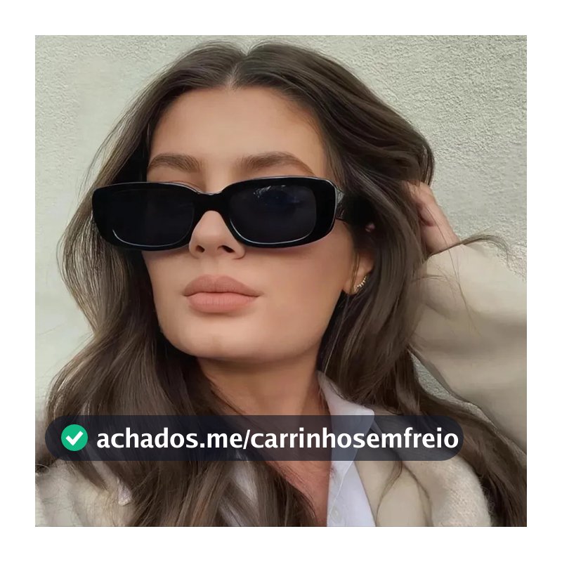 Óculos De Sol Retro Vintage Retangular Preto Unissex Uv400 Retrô Preto