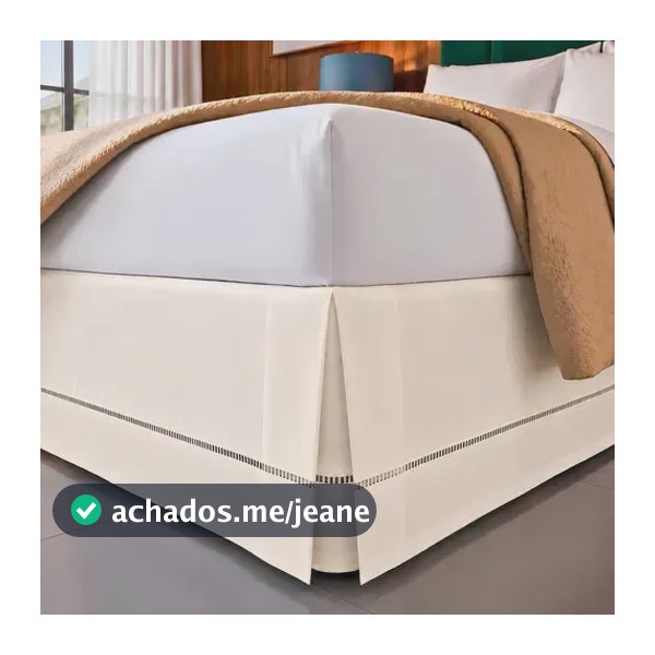 Saia cama Box King Protetora Size Percal 200 Fios Com Ponto Palito Cor Palha Realize Enxovais
