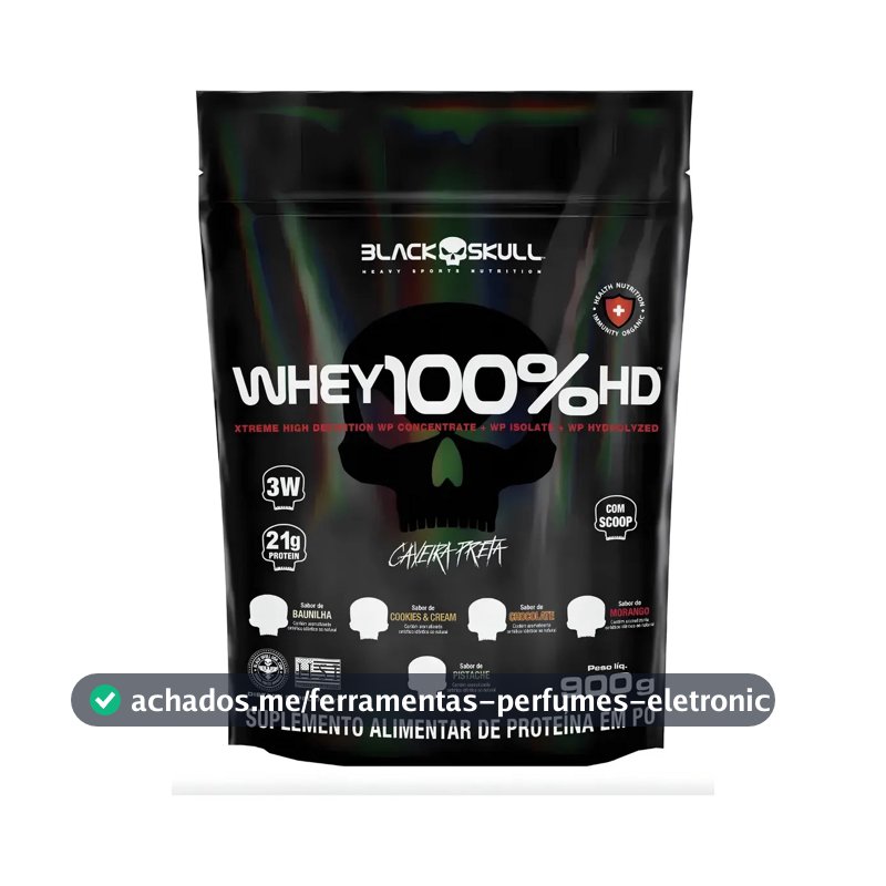 Suplemento em pó Black Skull Whey 100% HD sabor Baunilha 900 g