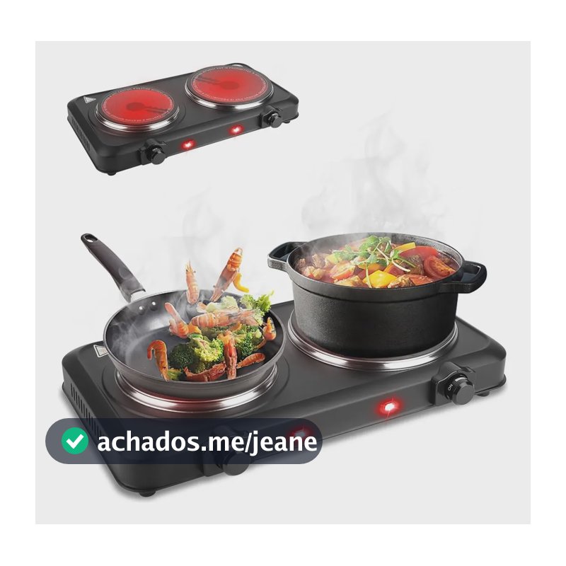 Fogão Cooktop Elétrico Portátil Mesa 2 Boca Fogãreiro 2000w Preto 127v