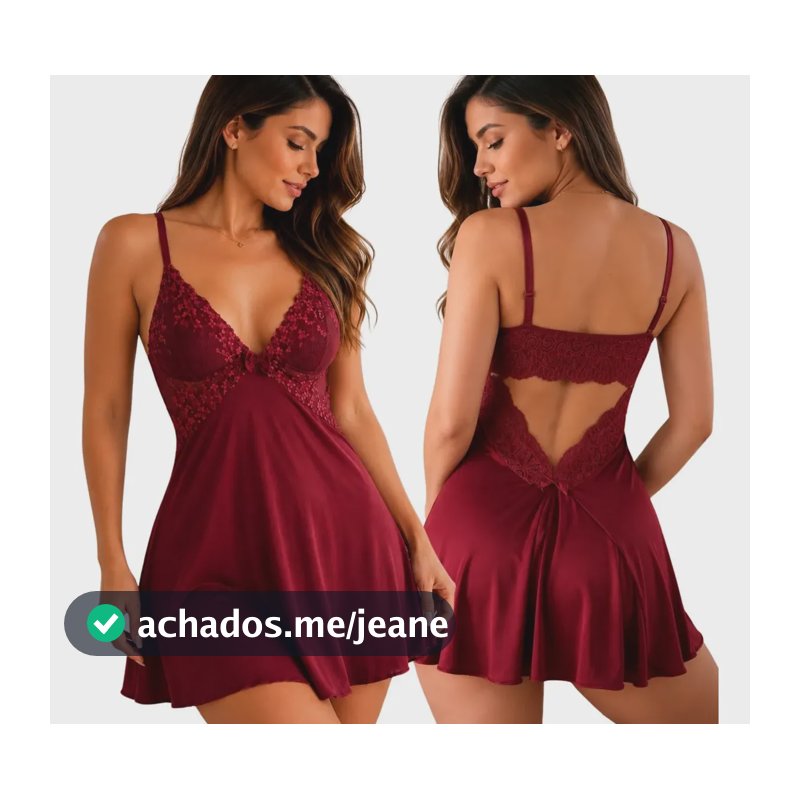 Camisola Sexy Renda Roupa De Dormir Costa Nua Pijama Sensual Rubro Gg