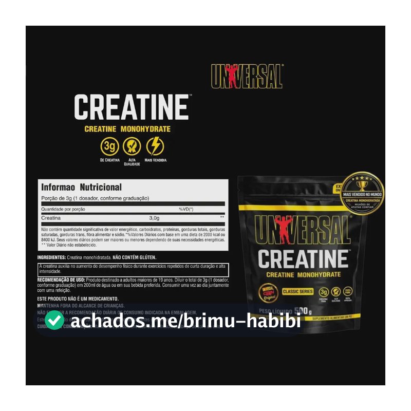 Creatina Monohidratada Refil 500g Universal Nutrition