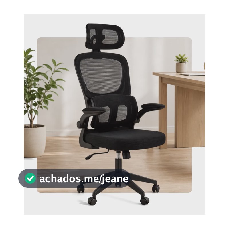 Cadeira Escritório Ergonômica Giratória Reclinável Luminy Preto Malha (mesh) Respirável