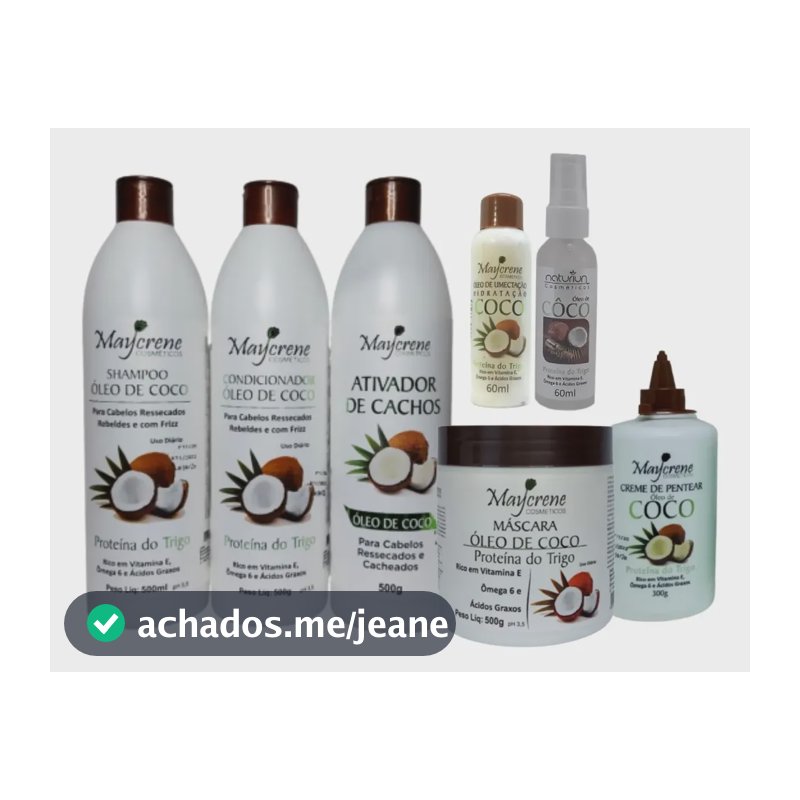 Kit Óleo De Coco Tratamento Completo 7 Produtos Maycrene