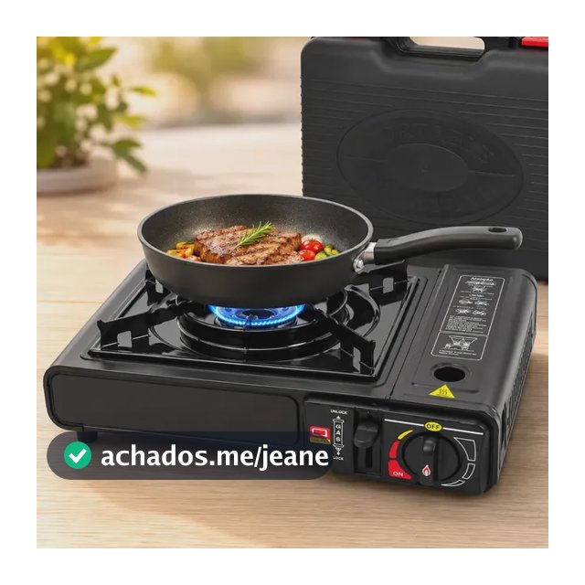Fogareiro Fogão Portátil A Gás 1 Boca Camping Pesca Automático C/ Maleta Acendimento Automático
