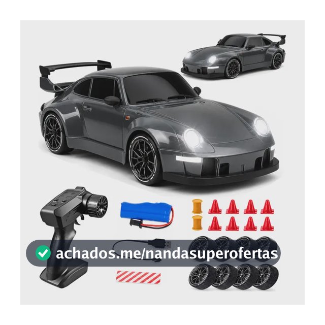 Carrinho Controle Remoto Drift 4x4 1:24 Recarregável Com Led Cinza
