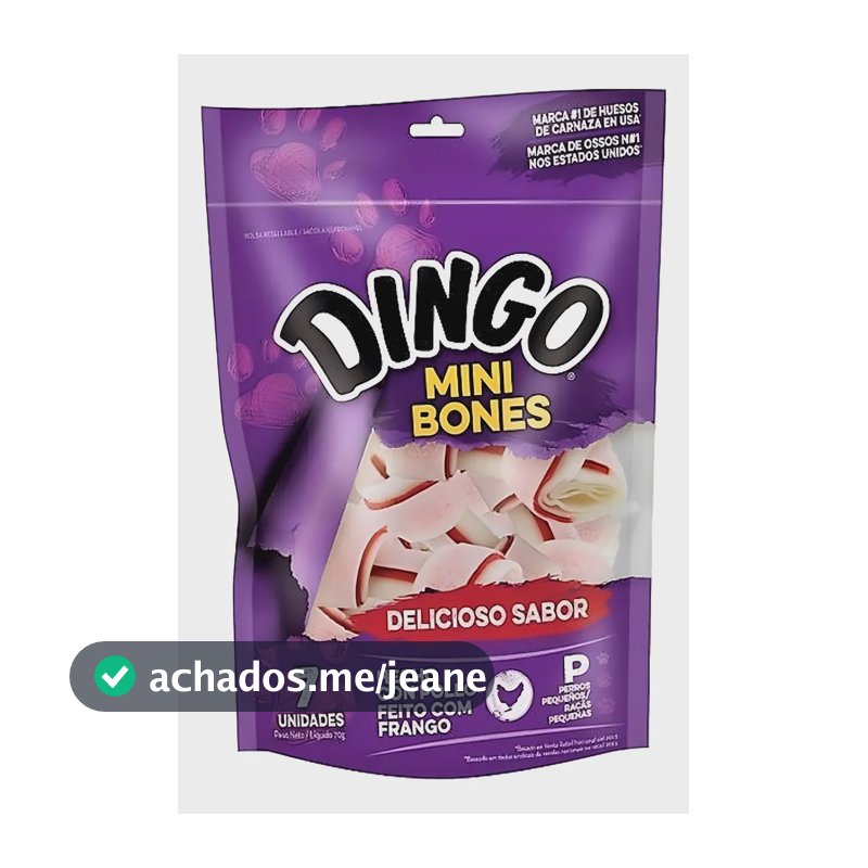 Osso Dingo Para Cães Original Mini Bones Com Frango - 7 Un